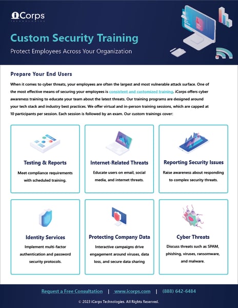 iCorps Cybersecurity Awareness Training Datasheet (2023)