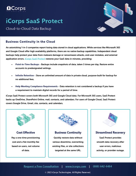 iCorps SaaS Protect Datasheet (2023)