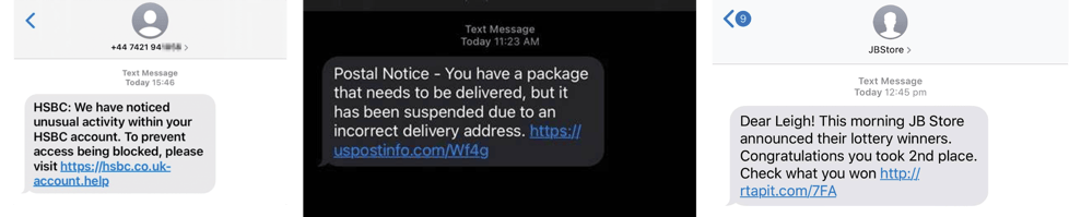 SMS Scam Examples