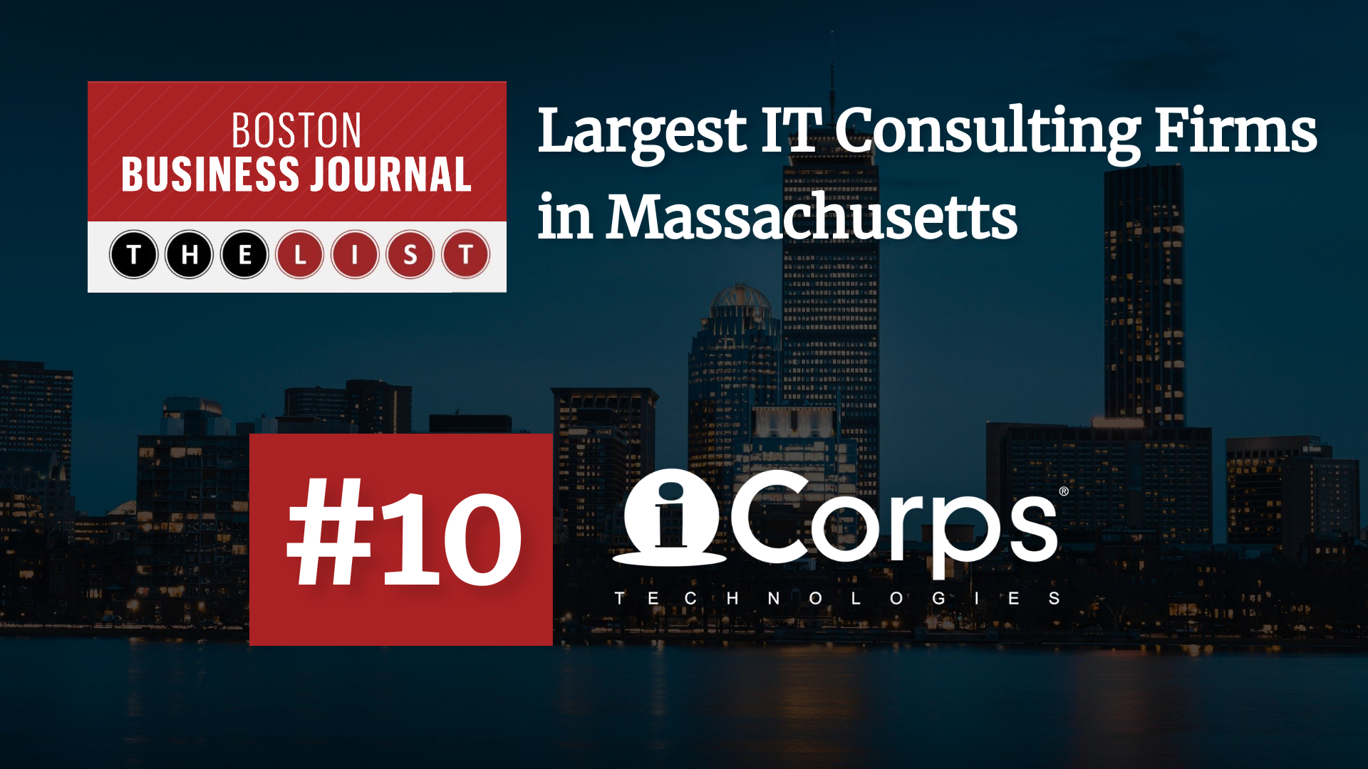 iCorps Ranks #10 Among Largest IT Consulting Firms in MA
